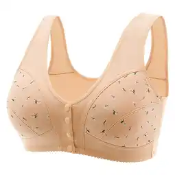 Walmart Hessimy Bras for Women, Bra Front Closure, Comfortable No Wire Convenient Buckle Bra(Beige,36) offer