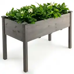 Walmart Costway Wooden Raised Vegetable Garden Bed Elevated Grow Vegetable Planter Grey offer