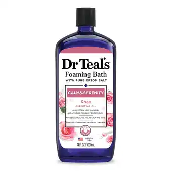 Walmart Dr Teal's Calm & Serenity Foaming Bubble Bath with Rose Essential Oil, 34 Fl. oz offer