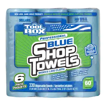 Walmart ToolBox Blue Shop Towel, 6 Rolls (55 Sheets per Roll) Multi-Purpose Disposable Towel offer