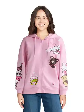 Walmart Hello Kitty and Friends Valentine’s Day Zip Front Graphic Hoodie Sweatshirt, Women’s offer