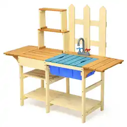 Walmart Costway Kid's Wooden Mud Kitchen Pretend Cook Playset Toy For Children offer