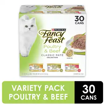 Walmart Purina Fancy Feast Classic Pate Kitten Food, Wet Cat Food, Poultry & Beef, 3 oz Cans (30 Pack) offer