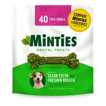 Walmart Minties Dental Bone Treats, Chews for Tiny/Small Dogs 5-39 lbs, 40 Count, 16 oz, Shelf-Stable offer