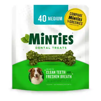 Walmart Minties Dental Bone Treats, Chews for Medium Dogs over 40 lbs, 40 Count, 32 oz, Shelf-Stable offer