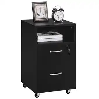 Walmart Alden Design 2- Drawer Wooden Vintage Mobile File Cabinet for Home and Office, Black offer