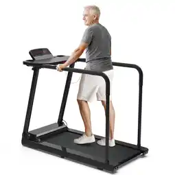 Walmart Hapycity Long Handrail Treadmill with Desk Walking Machine Heart Rate Sensor for Senior Recovery offer