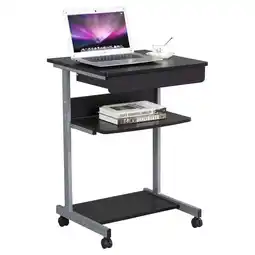 Walmart Alden Design Rolling Computer Desk with 2 Storage Shelves and Drawer, Black offer