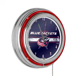 Walmart Columbus Blue Jackets Logo Retro Neon Analog Wall Clock with Pull Chain offer