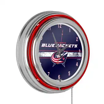 Walmart Columbus Blue Jackets Logo Retro Neon Analog Wall Clock with Pull Chain offer