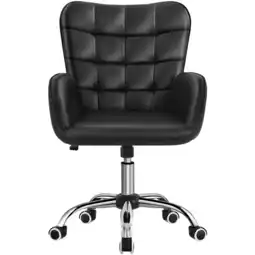 Walmart Alden Design Modern Faux Leather Desk Chair with Mid-back Padded Armrests for Office, Black offer