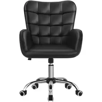 Walmart Alden Design Modern Faux Leather Desk Chair with Mid-back Padded Armrests for Office, Black offer