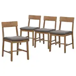 Walmart Mainstays Wood Dining Chair 4 Pack, Walnut Color, Grey Fabric Upholstered Seat Pad offer