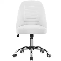 Walmart Alden Design Modern Tufted Faux Leather Armless Desk Chair for Home Office, White offer