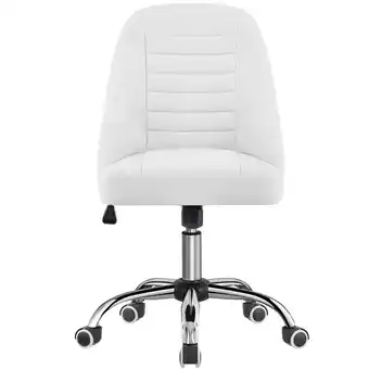 Walmart Alden Design Modern Tufted Faux Leather Armless Desk Chair for Home Office, White offer