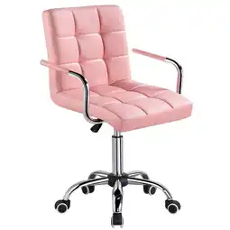 Walmart Alden Design Modern Adjustable Faux Leather Swivel Office Chair with Wheels, Pink offer