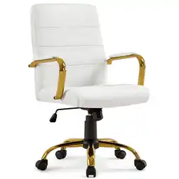 Walmart Alden Designs Mid-Back Executive Swivel Office Chair with Metal Frame and Arms, White offer