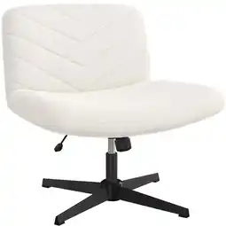 Walmart Alden Design Boucle Swivel Desk Chair with No Wheels, Ivory offer