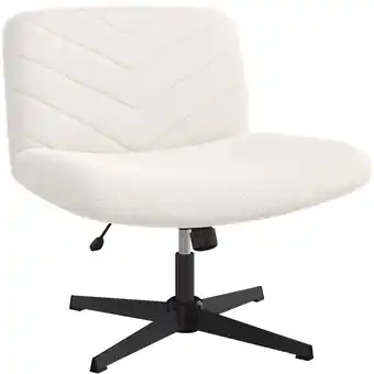 Walmart Alden Design Boucle Swivel Desk Chair with No Wheels, Ivory offer