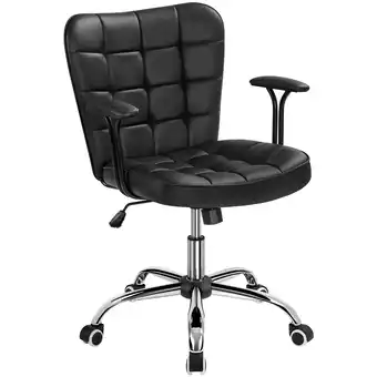 Walmart Alden Design Modern Mid-Back Faux Leather Office Chair Upholstered for Home Office, Black offer