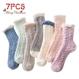 Walmart YOMYM 7 Pairs Fuzzy Socks for Women Cozy Fluffy Winter Slipper Warm Socks offer