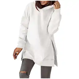 Walmart Fouhkni Oversized Sweatshirt for Women Side Slit Hooded Casual Long Sleeve Pullover Top with Pockets offer