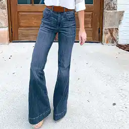 Walmart Jean Pants for Women Black Womens Jeans Denim Flared Wide Leg Trousers offer