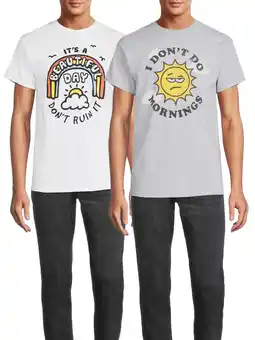 Walmart Humor Men's & Big Men's I Don't Do Mornings and It's a Beautiful Day Graphic T-Shirt, 2-Pack offer