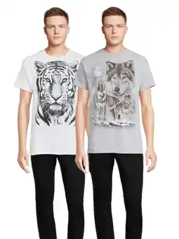 Walmart Humor Men's & Big Men's Wolfsketch and White Tiger Graphic T-shirts, 2-pack offer