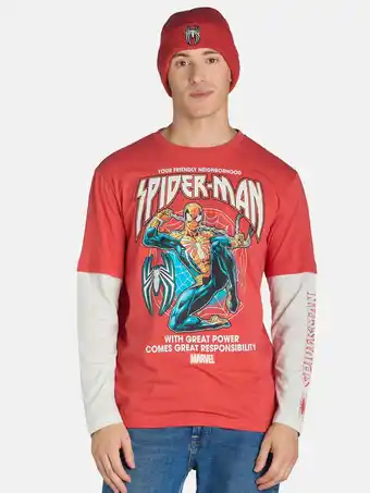 Walmart Spider-Man, Men's & Big Men's Long Sleeve Graphic Tee Shirt and Beanie Hat Set, Sizes XS-3XL offer