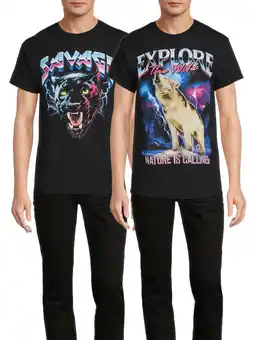 Walmart Humor Men's & Big Men's Savage Panther and Explore the Wild Graphic T-Shirts, 2-Pack offer