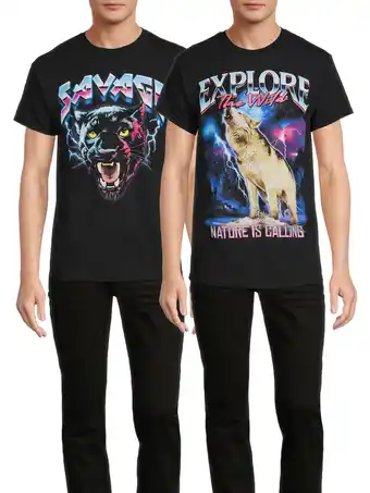 Walmart Humor Men's & Big Men's Savage Panther and Explore the Wild Graphic T-Shirts, 2-Pack offer