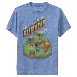 Walmart Boy's Minecraft Steve Create Explore Survive Performance Graphic Tee Royal Blue Heather X Large offer