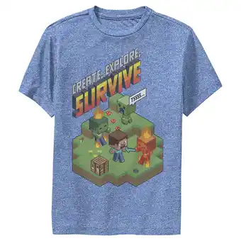 Walmart Boy's Minecraft Steve Create Explore Survive Performance Graphic Tee Royal Blue Heather X Large offer