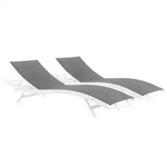 Walmart Pemberly Row Mesh Aluminum Patio Chaise Lounge in White and Gray (Set of 2) offer