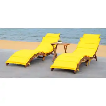 Walmart SAFAVIEH Outdoor Collection Pacifica 3-Piece Lounge Set Natural/Yellow offer