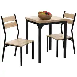 Walmart HomCom Rustic Country Wood Top 3 Piece Kitchen Table Dining Set with Chairs offer