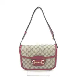 Walmart Pre-Owned Gucci 602204 GG Supreme bag shawl Shoulder Bag Beige Red offer