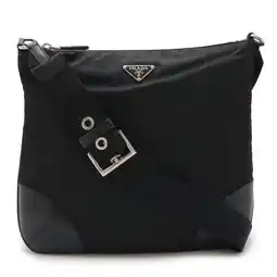 Walmart Pre-Owned PRADA Prada Shoulder Bag Nylon Leather NERO Black (Good) offer