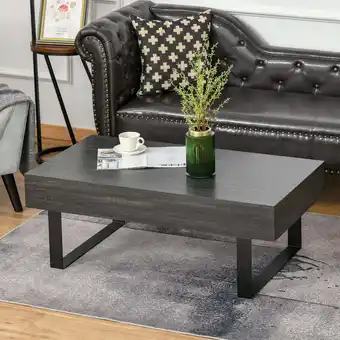 Walmart HomCom Industrial Coffee Table with Storage Drawer & Solid Metal Frame, Dark Grey offer