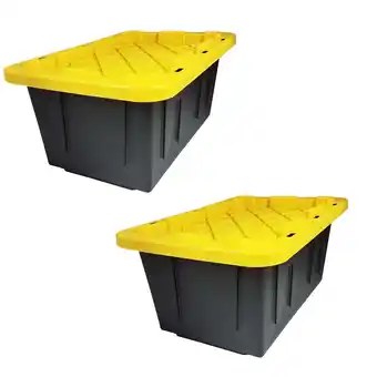 Walmart Open Box Homz 15 Gal Durabilt Storage Container w/Snap Lid, Black/Yellow(2 Pk) offer