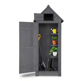 Walmart Ktaxon 70in Storage Shed Garden Shed 4-tier Shelves Outdoor Storage Cabinet w/ Asphalt Roof offer