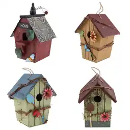 Walmart 4x Wooden Bird House Decorative Bird Houses Outdoor Garden-Hanging Ornament offer