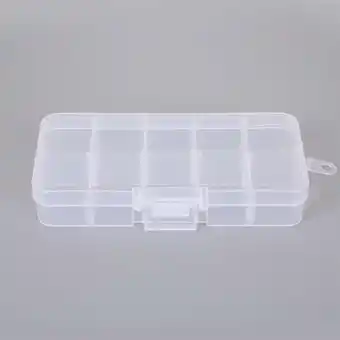 Walmart 10 Grids Adjustable Jewelry Pills Transparent Plastic Storage Box Case Hard White offer