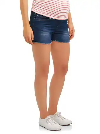 Walmart Oh! Mamma Maternity Women's Shorts with Frayed Hem and Full Panel (Women's & Women's Plus) offer