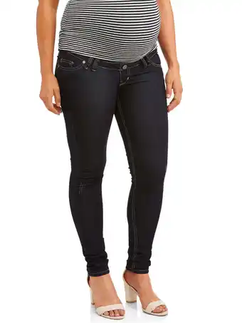 Walmart Oh! Mamma Maternity Women's Distressed Skinny Jeans with Full Panel offer