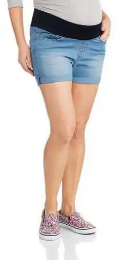 Walmart Oh! Mamma Maternity Underbelly Denim Cuffed, Shorts (Women's) offer