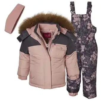 Walmart Pink Platinum Girl’s Distress Floral Printed Snowsuit & Matching Jacket, Heavyweight, Sizes 2T-4T offer