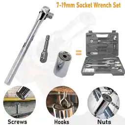 Walmart MKDAQIQIU Universal Socket Tool 7-19mm Silver Finish Ratcheting Socket Wrench 1 Set offer