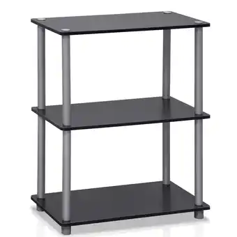 Walmart Furinno Durable 23.6 W x 11.6 D x 29.5 H 3-Shelf Freestanding Shelving Unit, Black and Gray offer